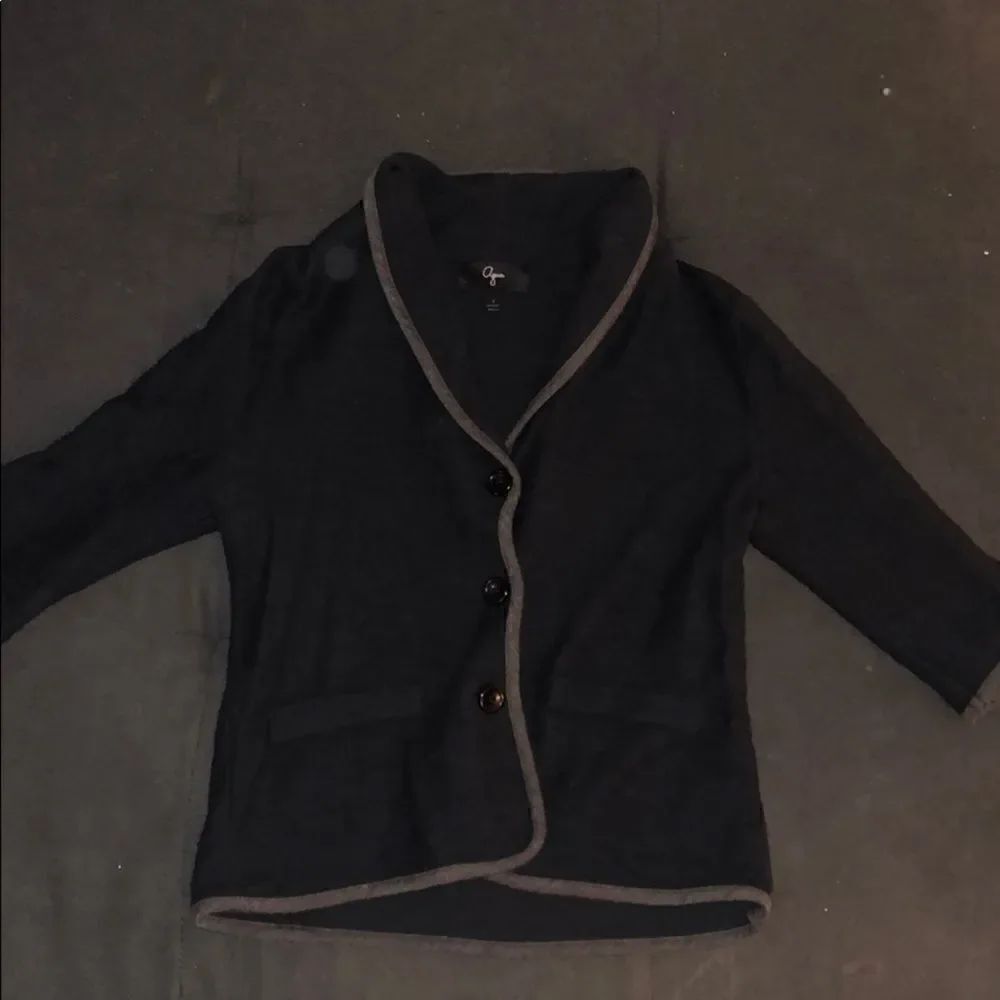 Aqua Button Up Blazer Small Work Jacket Navy/Gray